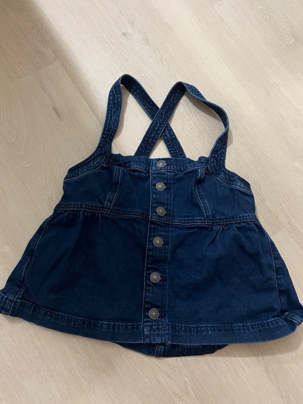 American Eagle Outfitters Dark Blue Denim Button-Front Jumper Top